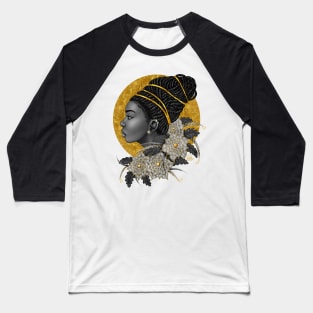 Golden | Beautiful Black Woman Art Baseball T-Shirt